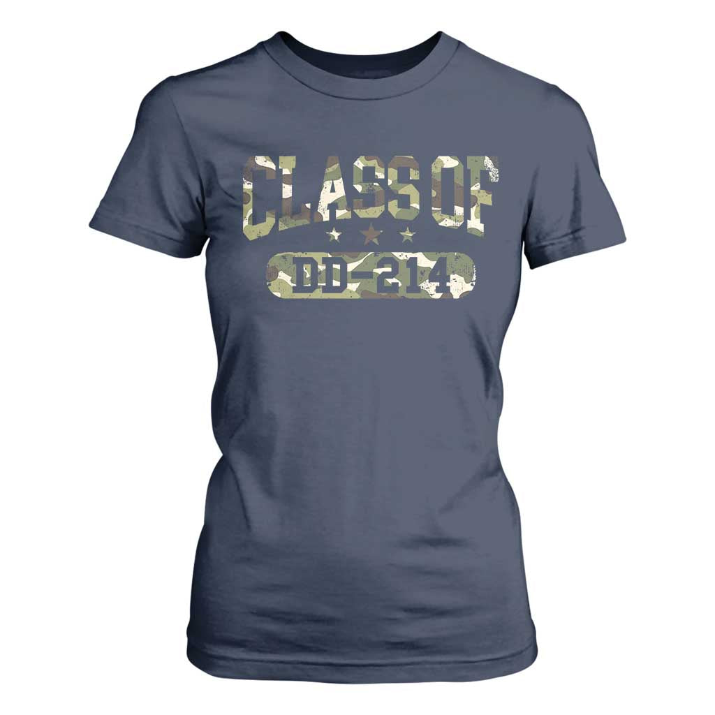 Funny Veteran Army Retirement Class Of DD-214 T Shirt For Women TS09 Navy Print Your Wear