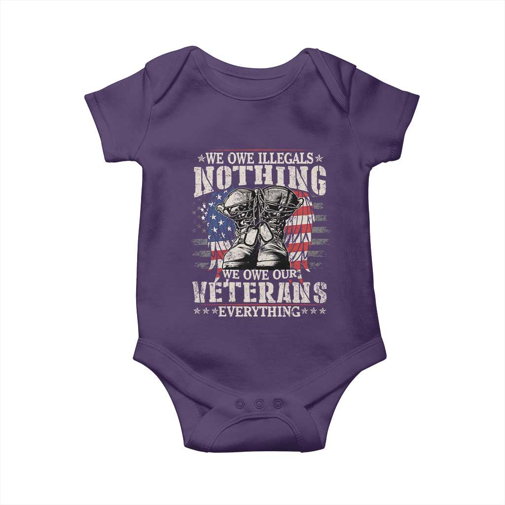 Veterans Day Baby Onesie We Owe Illegals Nothing Veterans Everything TS09 Purple Print Your Wear