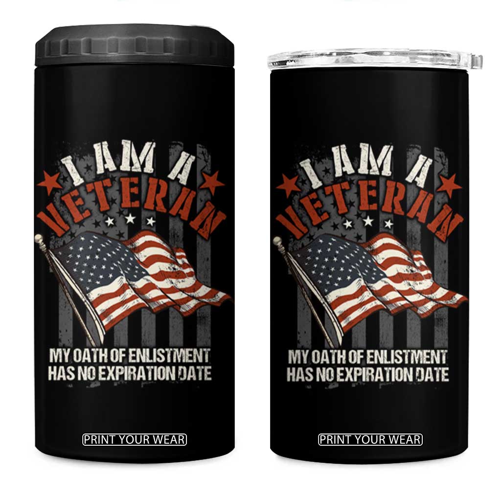 Veteran Pride 4 in 1 Can Cooler Tumbler My Oath Has No Expiration TS09 One Size: 16 oz Black Print Your Wear