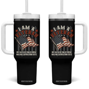 Veteran Pride Tumbler With Handle My Oath Has No Expiration TS09 One Size: 40 oz Black Print Your Wear