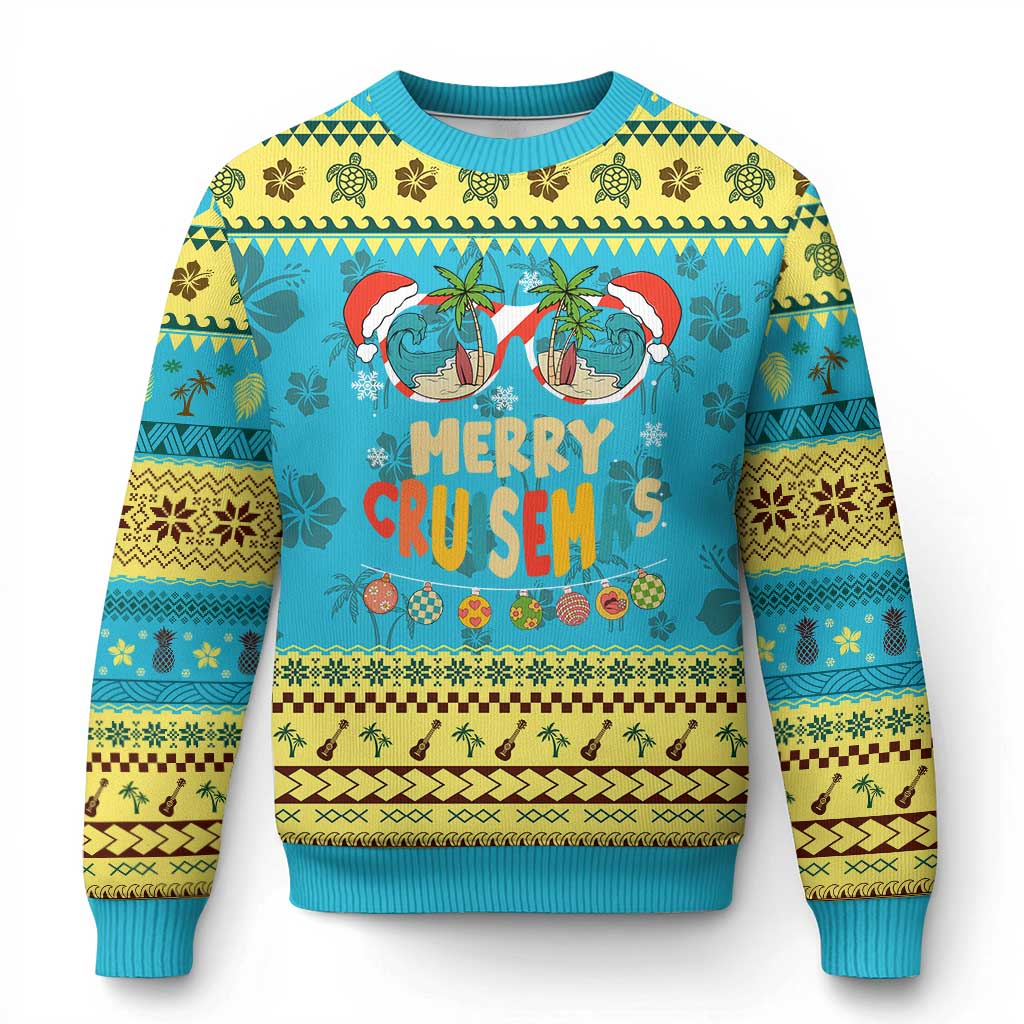 Xmas Cruising Ugly Christmas Sweater Merry Cruisemas Palm Tree Sunglass Cruise TS09 Hawaii Print Your Wear