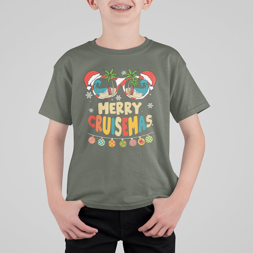 Merry Cruisemas Hawaiian Christmas Palm Tree Sunglass T Shirt For Kid TS09 Printyourwear