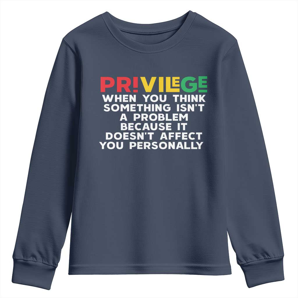 Black History Month Youth Sweatshirt Privilege Explained BLM TS09 Navy Print Your Wear