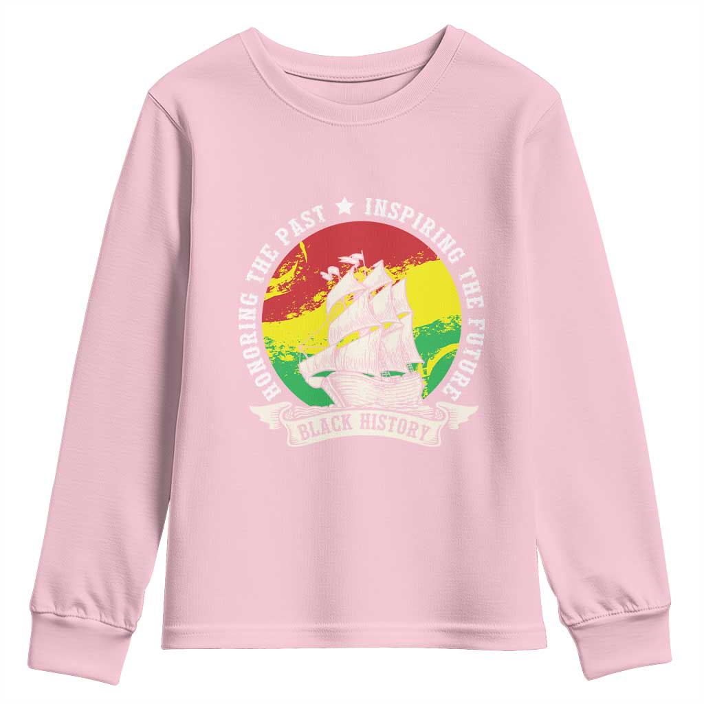Black History Pride Youth Sweatshirt Honoring The Past Inspiring The Future TS09 Light Pink Print Your Wear