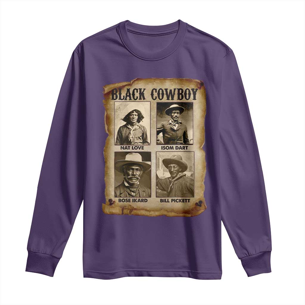 Black Cowboy Long Sleeve Shirt African American Legendary Cowboys Black History TS09 Purple Print Your Wear