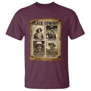 Black Cowboy T Shirt - African American Legendary Cowboys Black History Graphic Tee TS09 Maroon Print Your Wear
