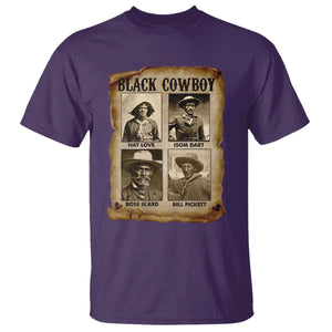 Black Cowboy T Shirt - African American Legendary Cowboys Black History Graphic Tee TS09 Purple Print Your Wear