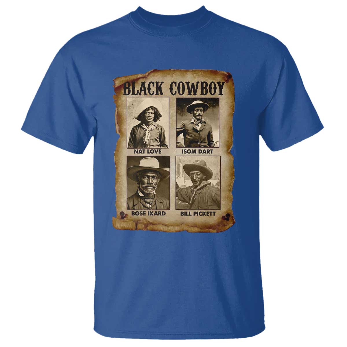 Black Cowboy T Shirt - African American Legendary Cowboys Black History Graphic Tee TS09 Royal Blue Print Your Wear