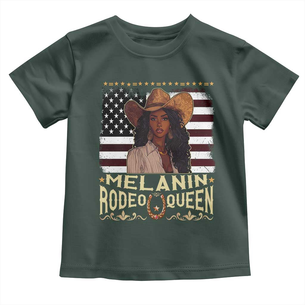 Black Cowgirl Toddler T Shirt Melanin Rodeo Queen African American TS09 Dark Forest Green Print Your Wear