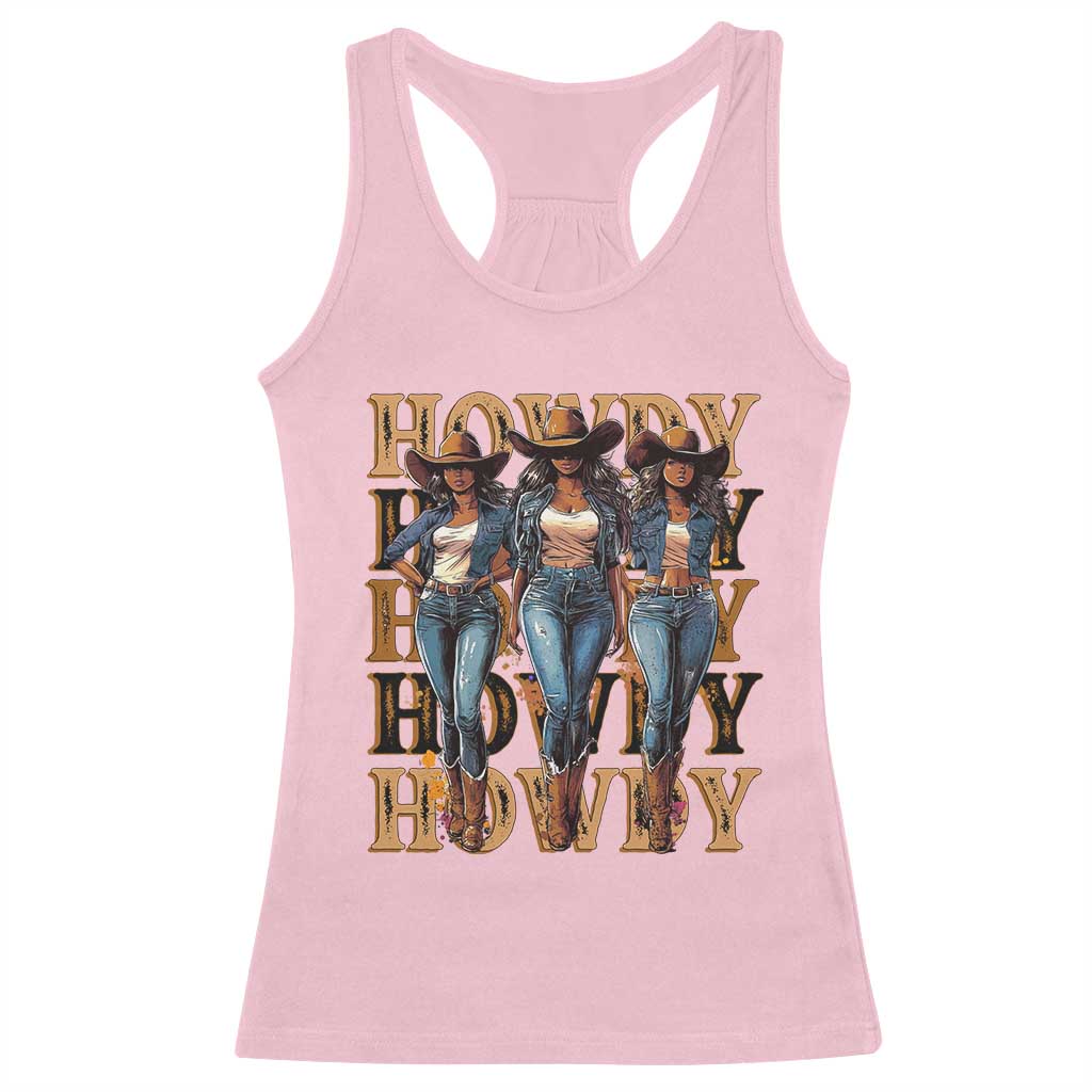 Black Cowgirl Racerback Tank Top Howdy Melanin Rodeo Queen TS09 Light Pink Print Your Wear