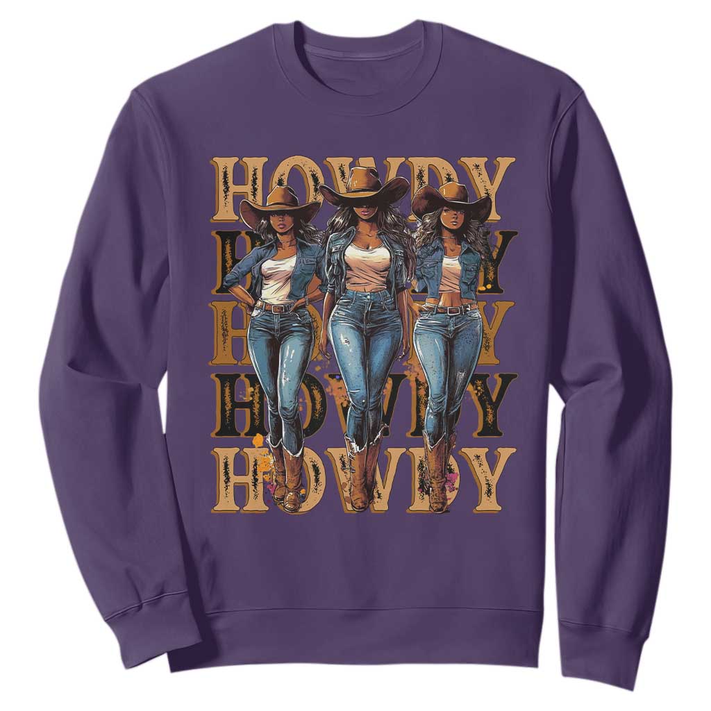 Black Cowgirl Sweatshirt Howdy Melanin Rodeo Queen TS09 Purple Print Your Wear