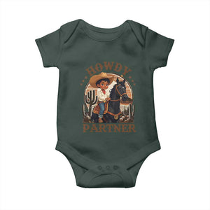 Black Cowboy Baby Onesie Howdy Partner Black History Month TS09 Print Your Wear