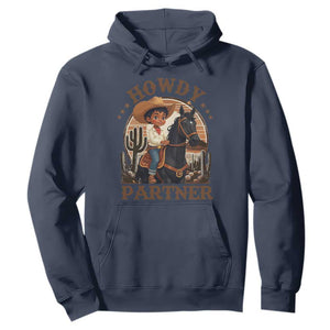 Black Cowboy Hoodie Howdy Partner Black History Month TS09 Navy Print Your Wear