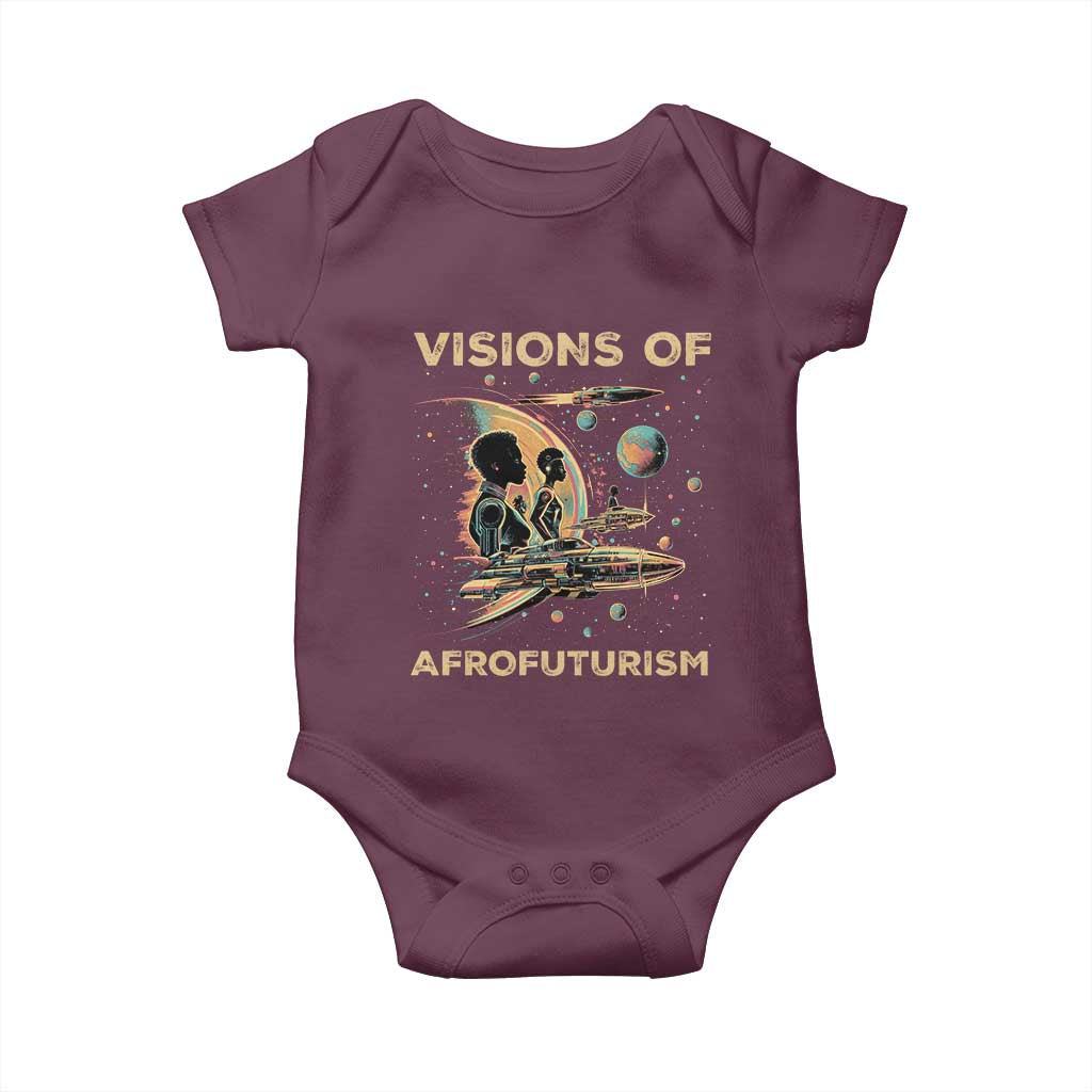 Visions Of Afrofuturism African American Baby Onesie Black History And Future TS09 Maroon Print Your Wear