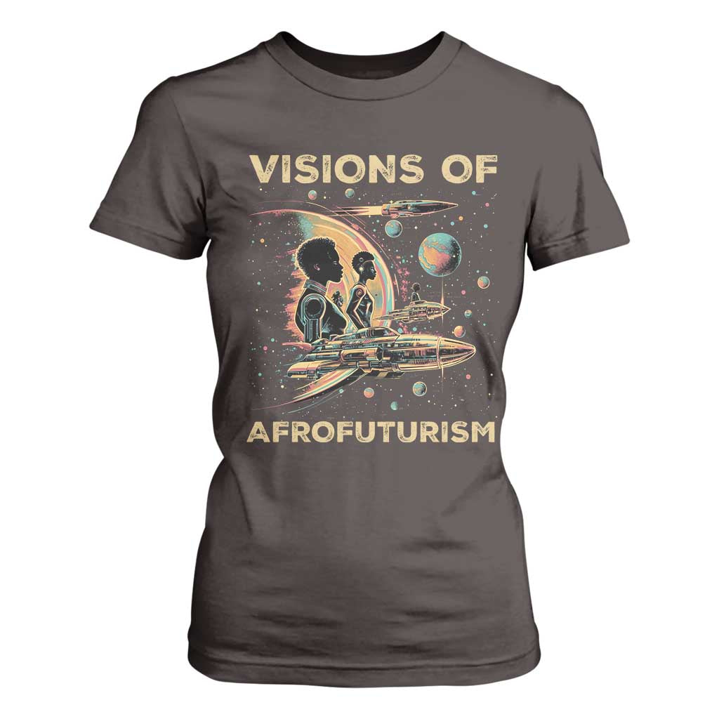 Visions Of Afrofuturism African American T Shirt For Women Black History And Future TS09 Dark Chocolate Print Your Wear
