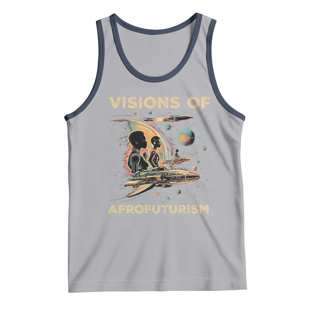 Visions Of Afrofuturism African American Tank Top Black History And Future TS09 Athletic Heather Navy Print Your Wear