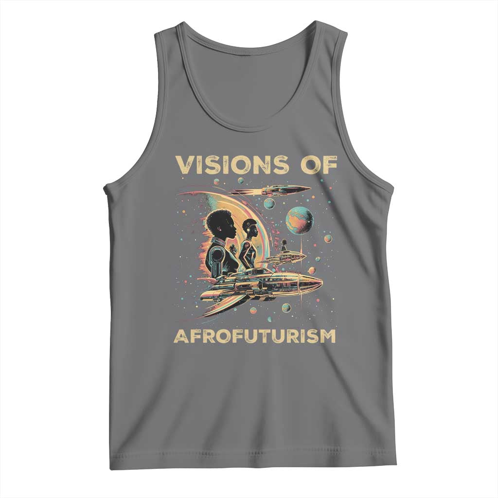 Visions Of Afrofuturism African American Tank Top Black History And Future TS09 Black Heather Print Your Wear