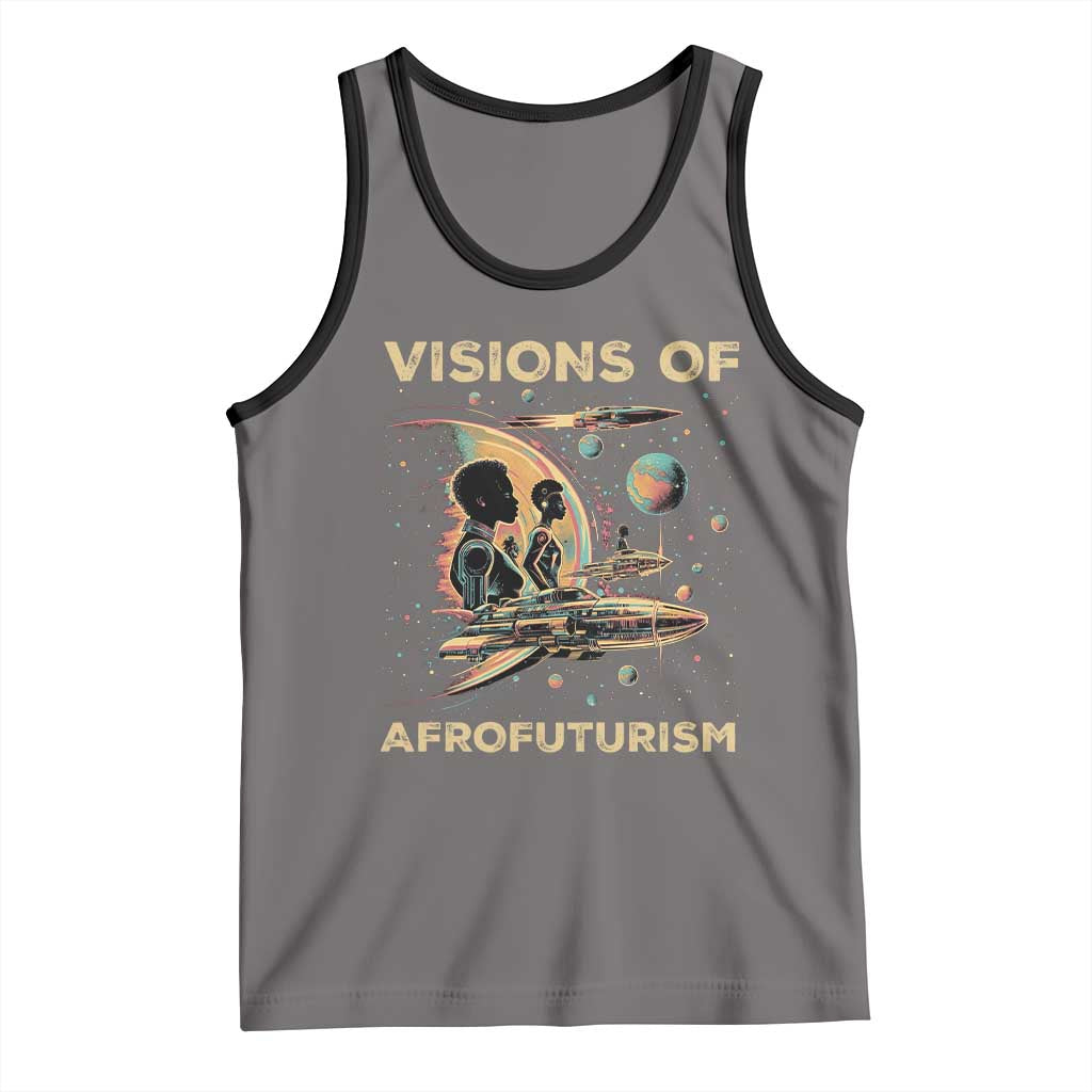 Visions Of Afrofuturism African American Tank Top Black History And Future TS09 Deep Heather Black Print Your Wear