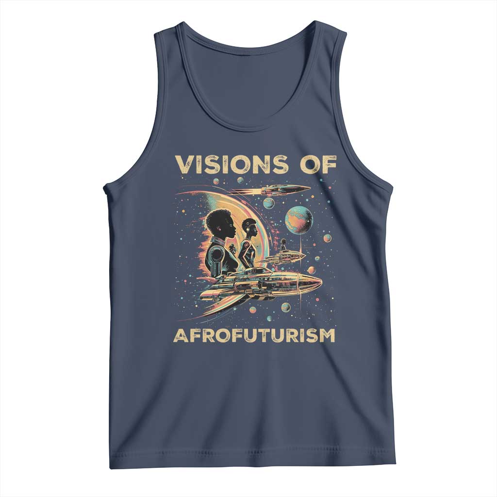 Visions Of Afrofuturism African American Tank Top Black History And Future TS09 Navy Print Your Wear