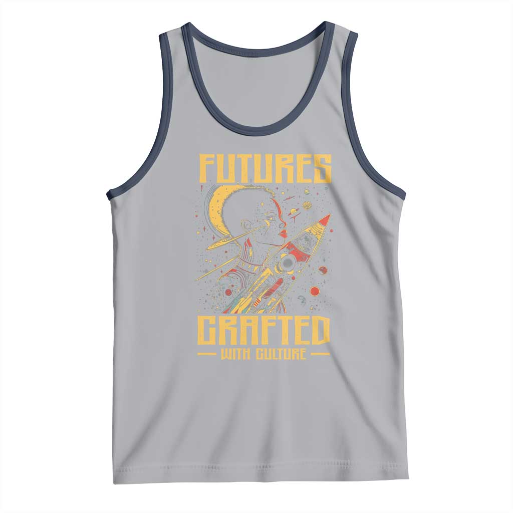 Afrofuturism African American Tank Top Futures Crafted With Culture TS09 Athletic Heather Navy Print Your Wear