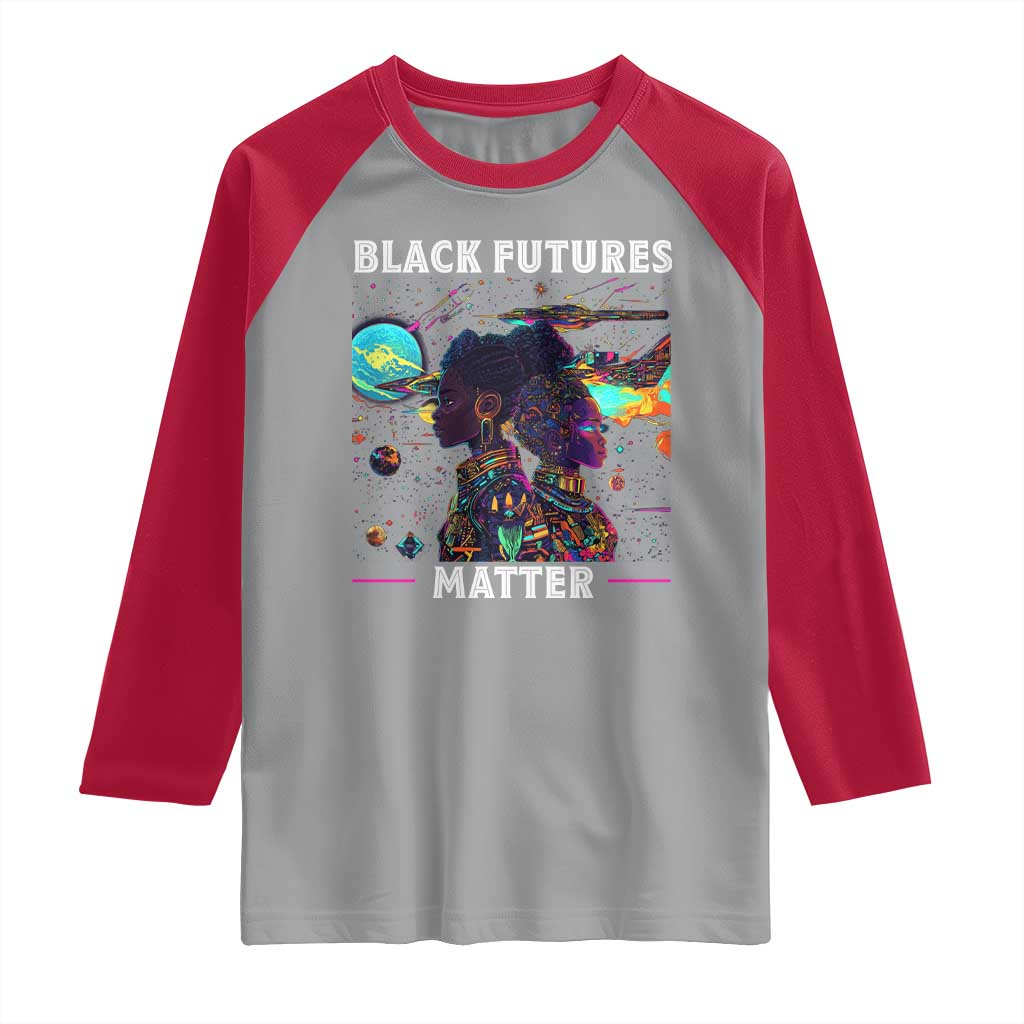 Afrofuturism African American Raglan Shirt Black Futures Matter TS09 Sport Gray Red Print Your Wear