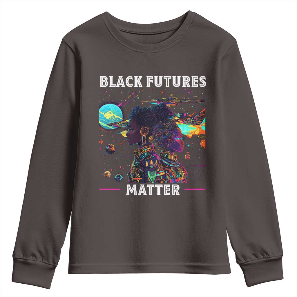 Afrofuturism African American Youth Sweatshirt Black Futures Matter TS09 Dark Chocolate Print Your Wear