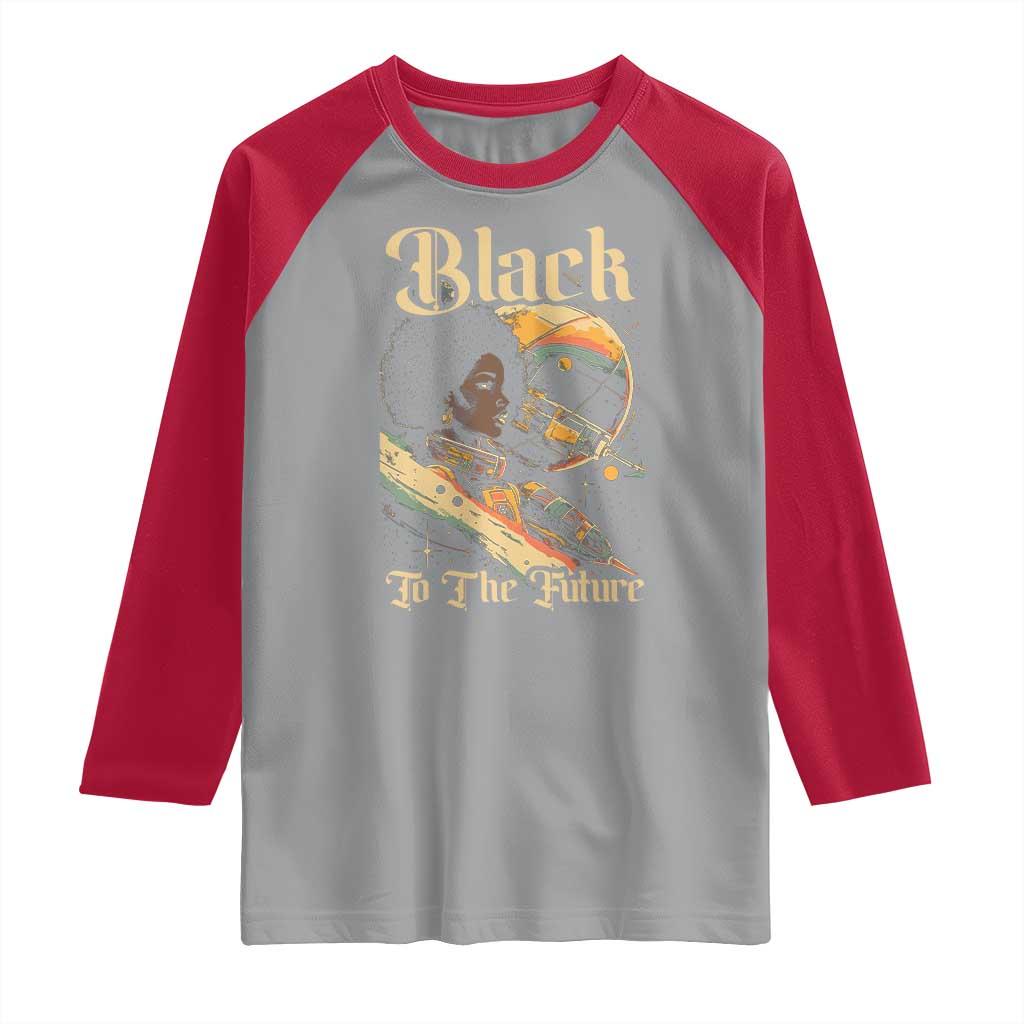 Afrofuturism African American Raglan Shirt Black To The Future TS09 Sport Gray Red Print Your Wear