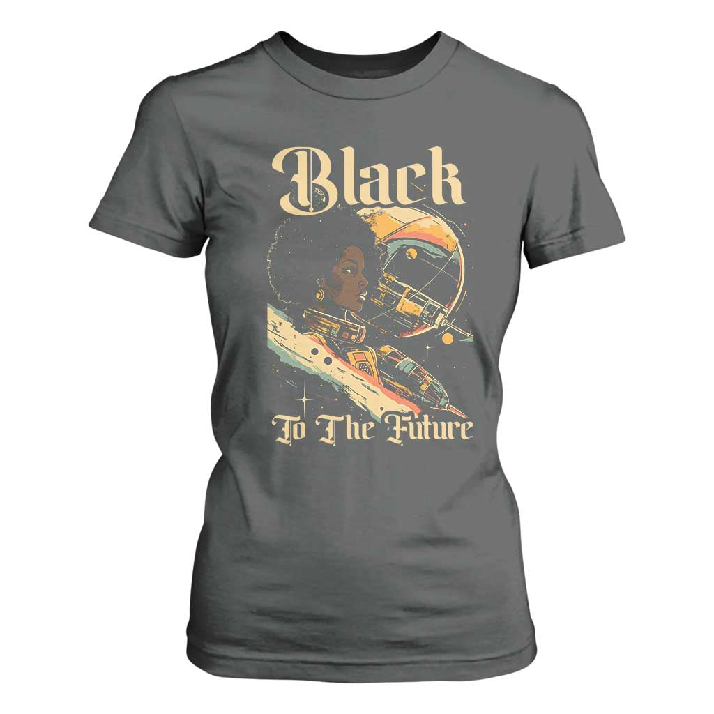 Afrofuturism African American T Shirt For Women Black To The Future TS09 Dark Heather Print Your Wear