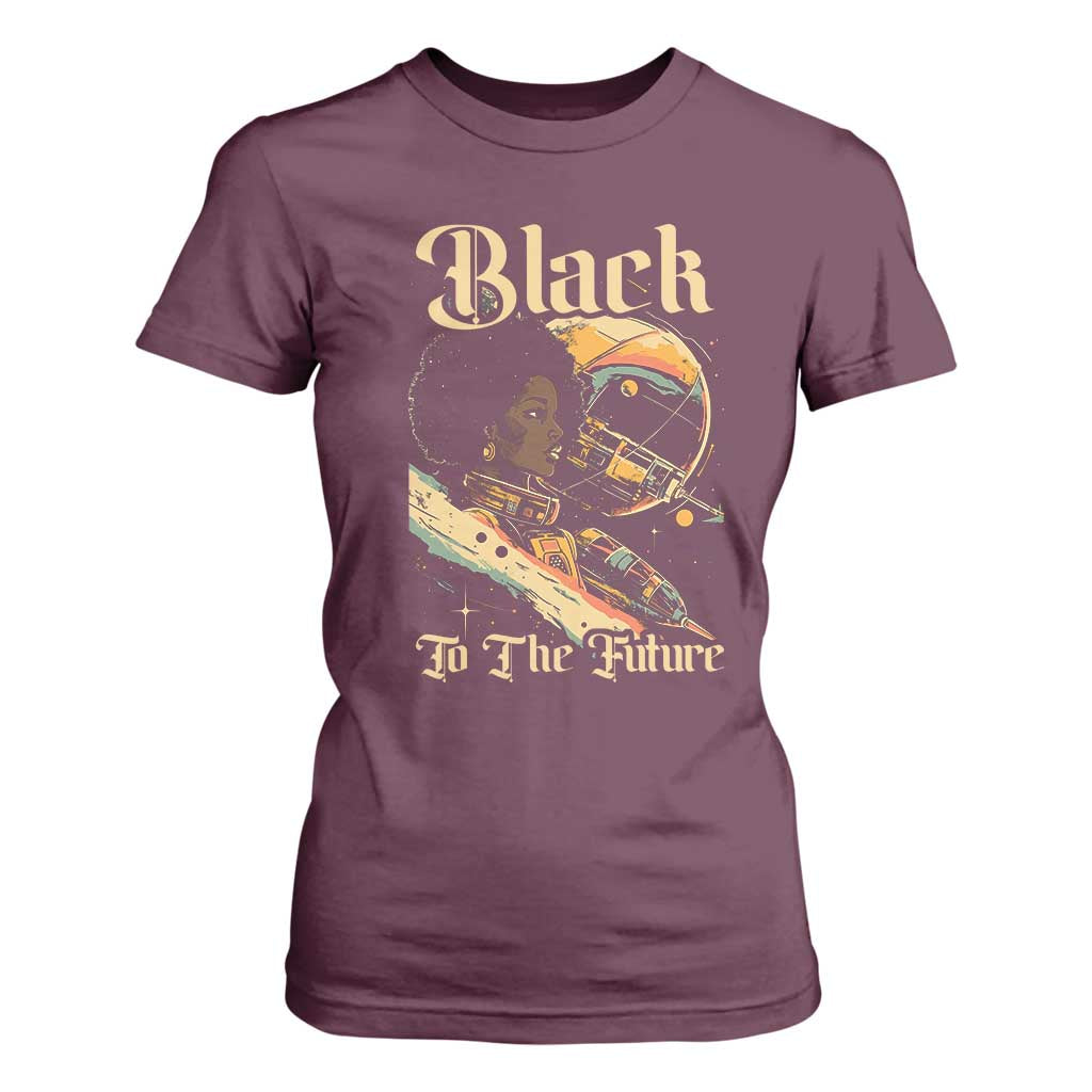 Afrofuturism African American T Shirt For Women Black To The Future TS09 Maroon Print Your Wear