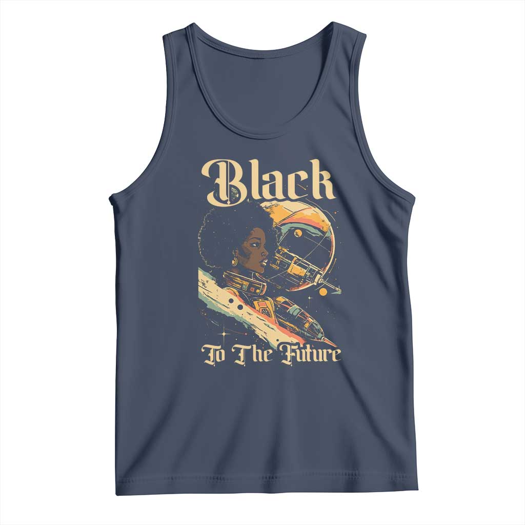 Afrofuturism African American Tank Top Black To The Future TS09 Navy Print Your Wear