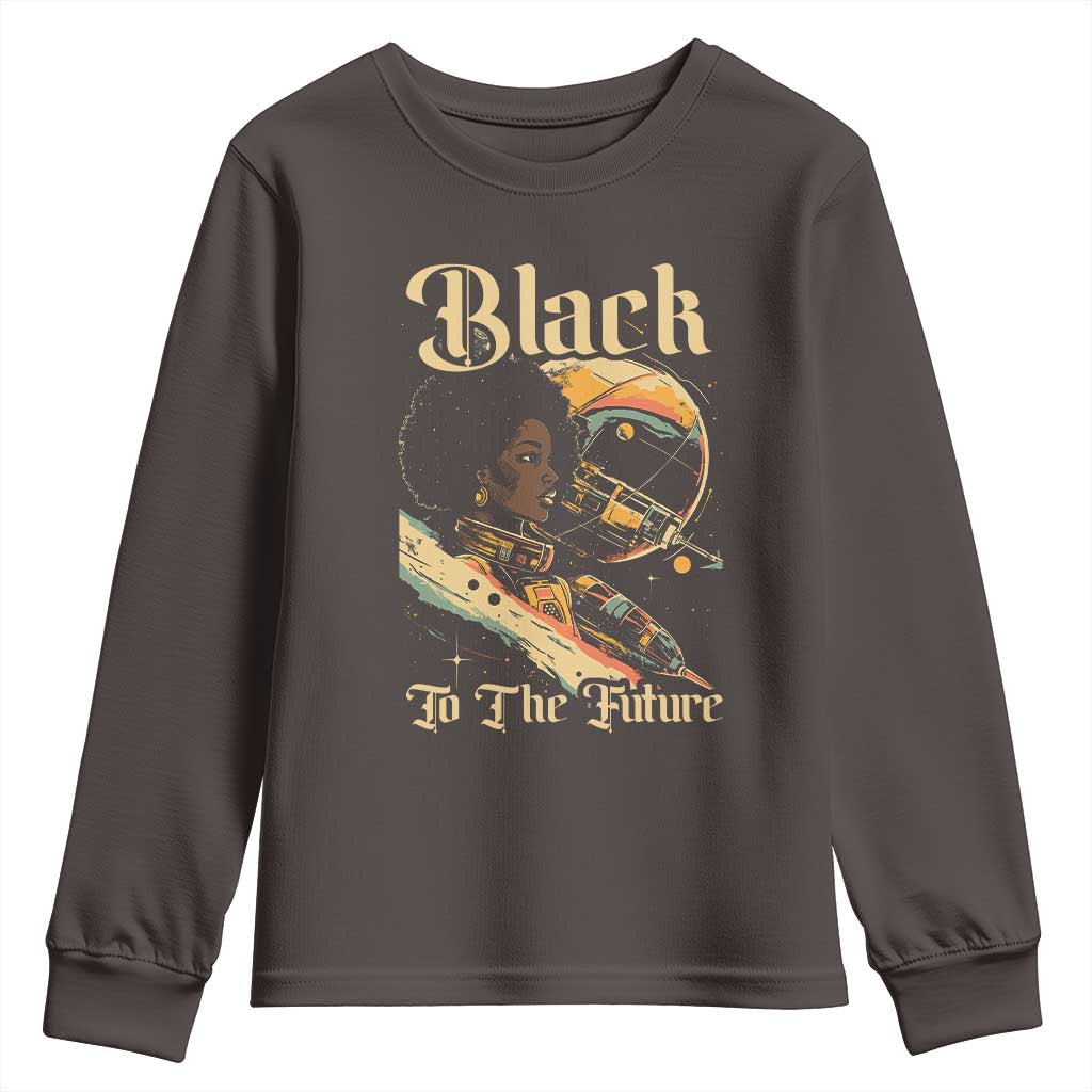 Afrofuturism African American Youth Sweatshirt Black To The Future TS09 Dark Chocolate Print Your Wear