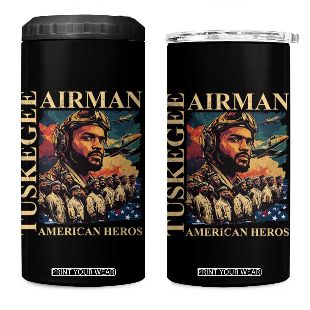 Tuskegee Airman 4 in 1 Can Cooler Tumbler American Heroes US Pilots Black History TS09 One Size: 16 oz Black Print Your Wear
