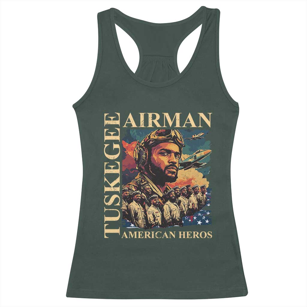 Tuskegee Airman Racerback Tank Top American Heroes US Pilots Black History TS09 Dark Forest Green Print Your Wear
