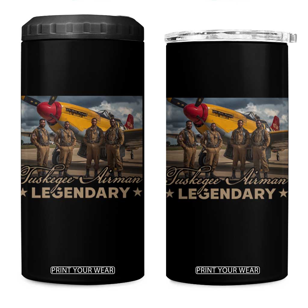 Tuskegee Airman 4 in 1 Can Cooler Tumbler Legendary US Pilots Black History TS09 One Size: 16 oz Black Print Your Wear