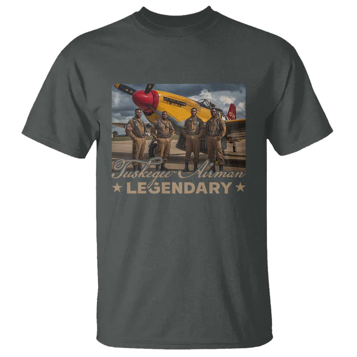 Tuskegee Airman T Shirt Legendary US Pilots Black History TS09 Dark Heather Print Your Wear