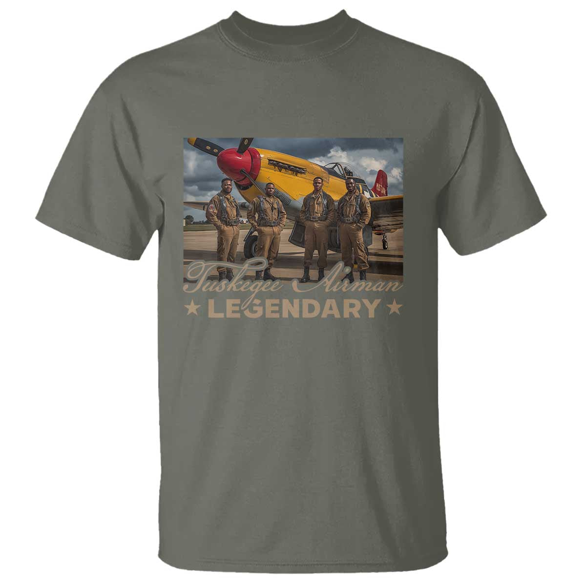 Tuskegee Airman T Shirt Legendary US Pilots Black History TS09 Military Green Print Your Wear