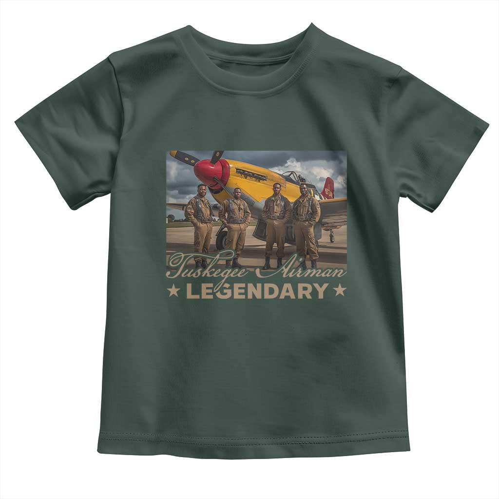 Tuskegee Airman Toddler T Shirt Legendary US Pilots Black History TS09 Dark Forest Green Print Your Wear