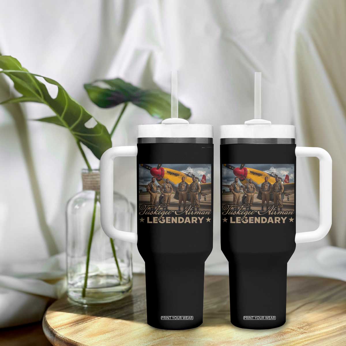 Tuskegee Airman Tumbler With Handle Legendary US Pilots Black History TS09 Print Your Wear