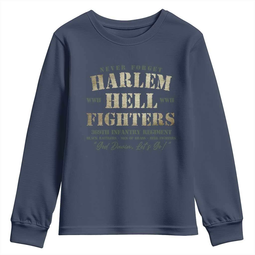 Harlem Hellfighters Youth Sweatshirt American Black History Military Soldiers TS09 Navy Print Your Wear