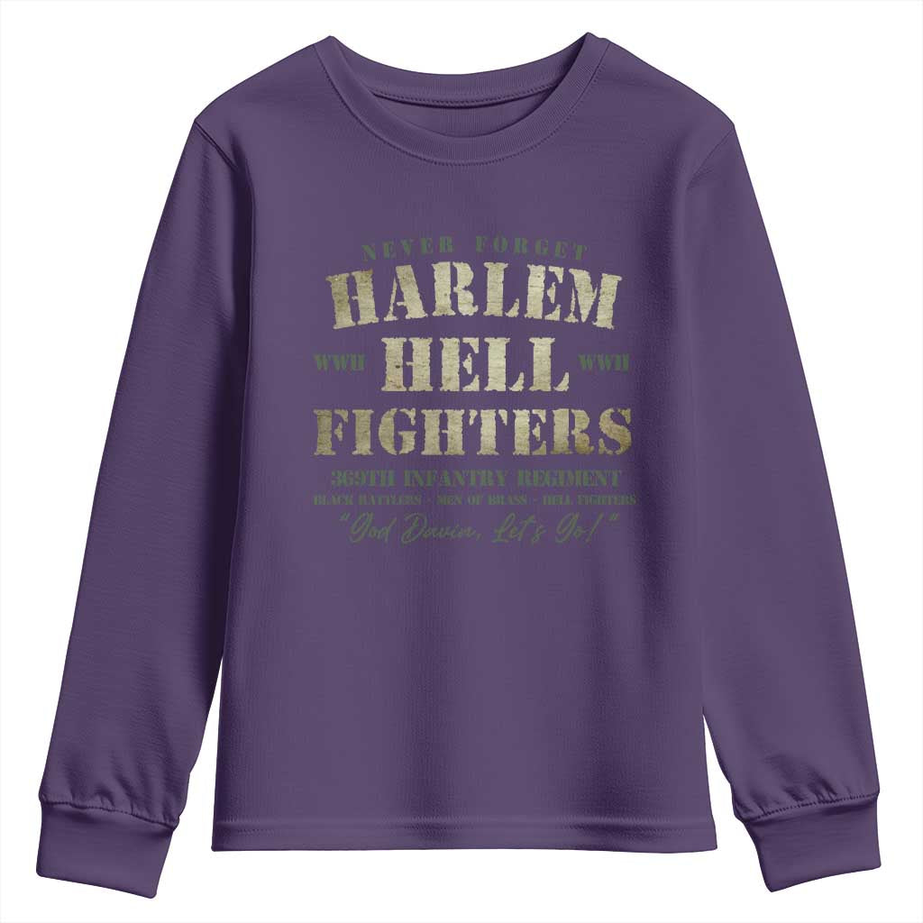 Harlem Hellfighters Youth Sweatshirt American Black History Military Soldiers TS09 Purple Print Your Wear