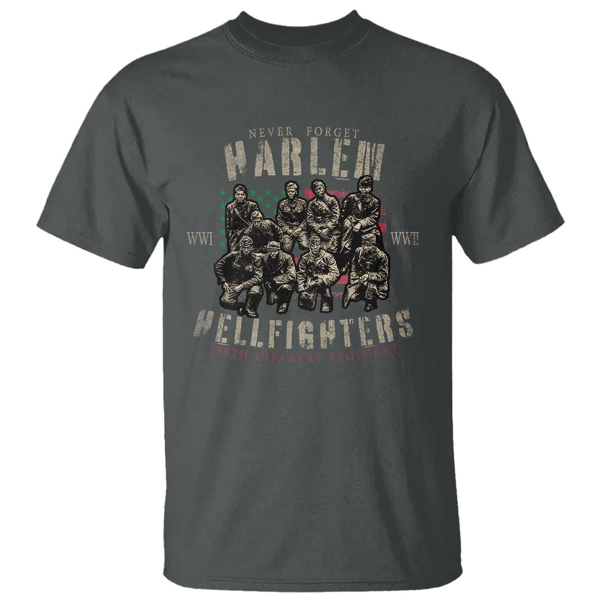 Harlem Hellfighters T Shirt American Military Soldiers Black History TS09 Dark Heather Print Your Wear