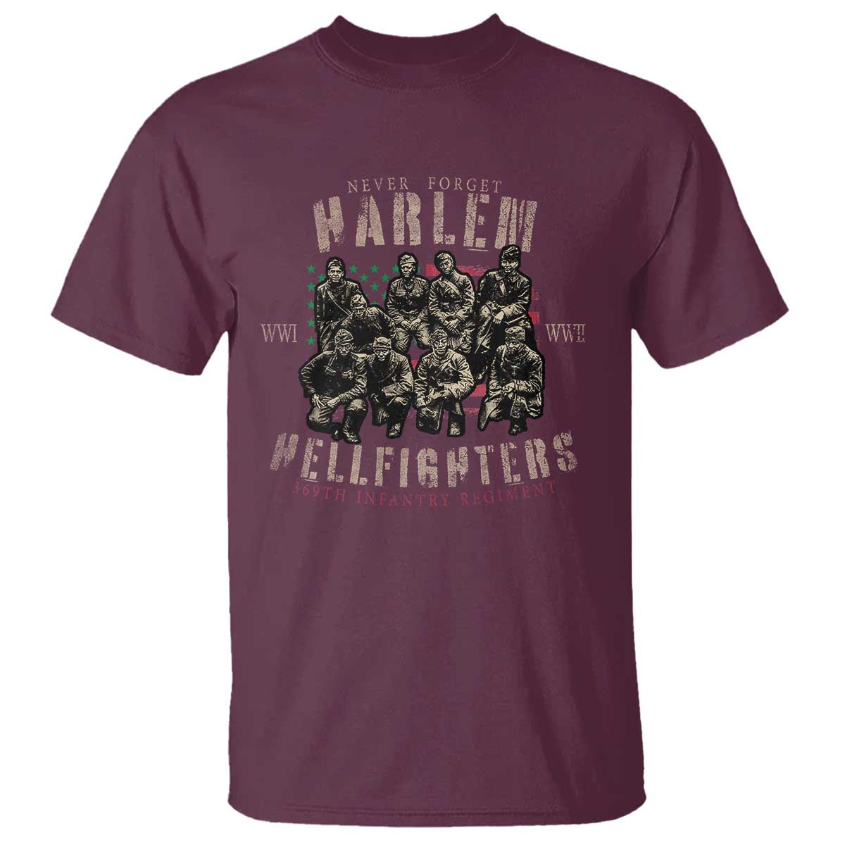 Harlem Hellfighters T Shirt American Military Soldiers Black History TS09 Maroon Print Your Wear