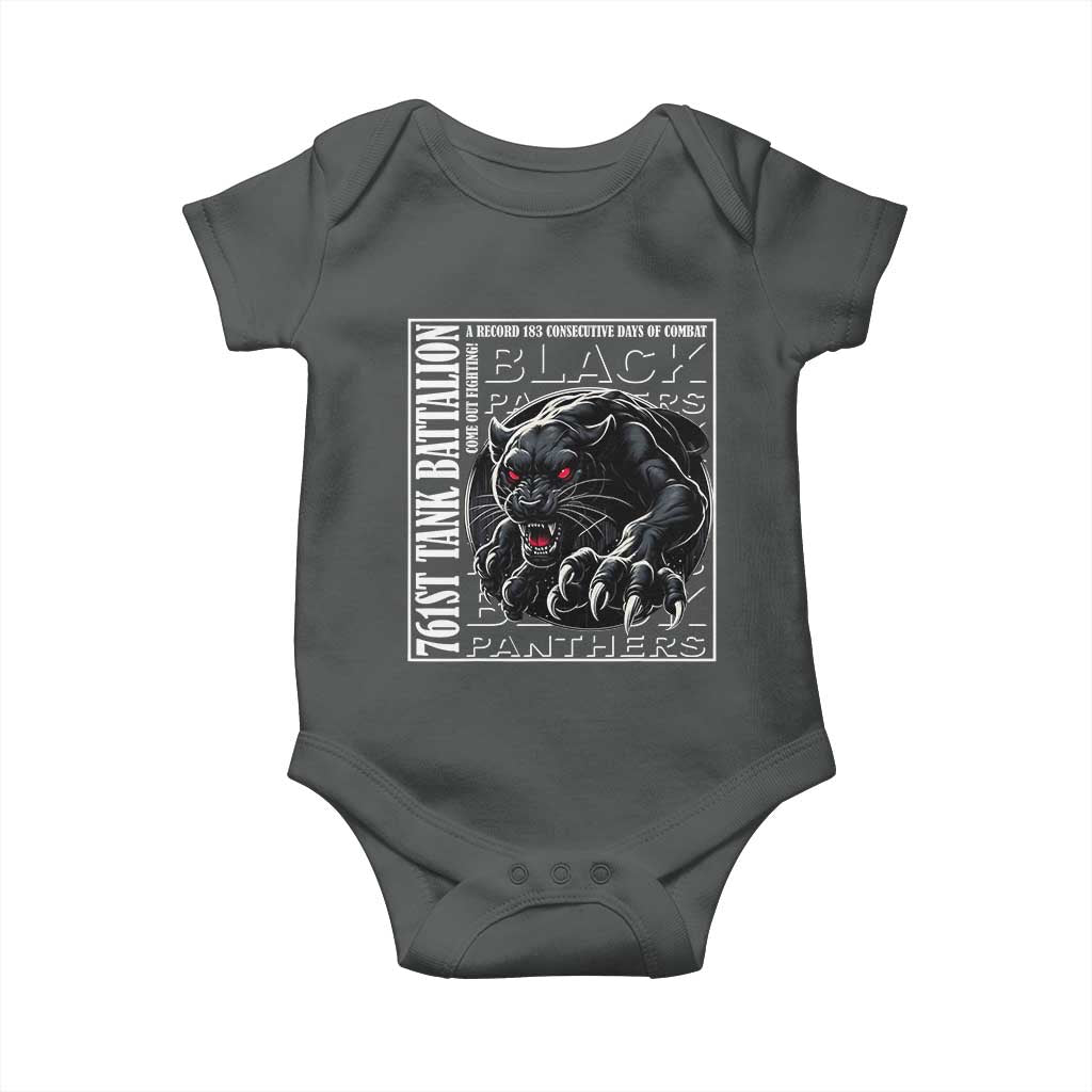 Black Panther Party Baby Onesie 761st Tank Battalion Black History TS09 Dark Heather Print Your Wear