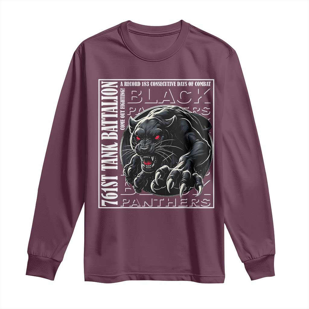 Black Panther Party Long Sleeve Shirt 761st Tank Battalion Black History TS09 Maroon Print Your Wear
