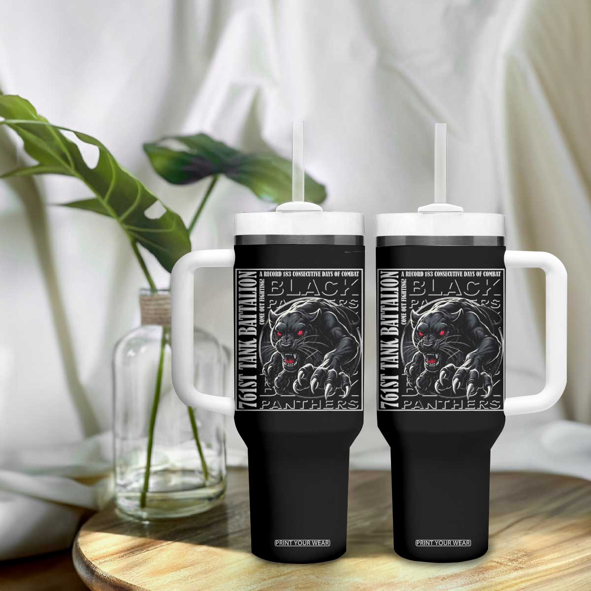 Black Panther Party Tumbler With Handle 761st Tank Battalion Black History TS09 Print Your Wear