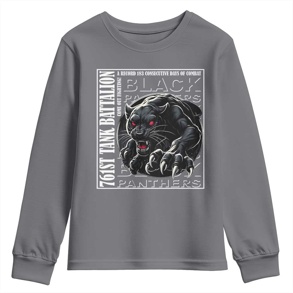 Black Panther Party Youth Sweatshirt 761st Tank Battalion Black History TS09 Charcoal Print Your Wear