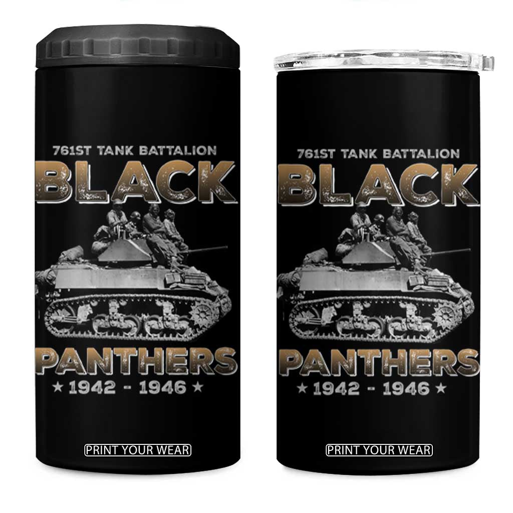 761st Tank Battalion Tribute Black Panther Party History 4 in 1 Can Cooler Tumbler TS09 One Size: 16 oz Black Print Your Wear