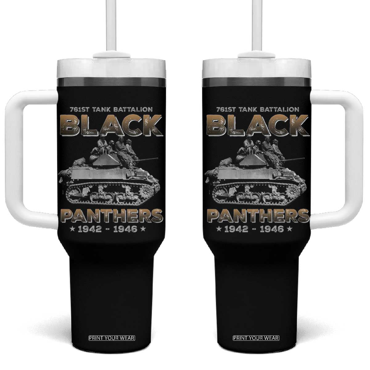 761st Tank Battalion Tribute Black Panther Party History Tumbler With Handle TS09 One Size: 40 oz Black Print Your Wear