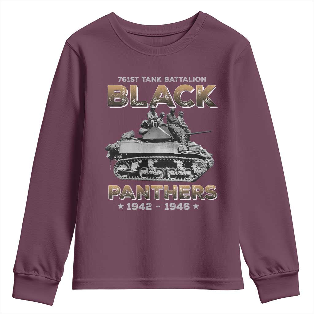 761st Tank Battalion Tribute Black Panther Party History Youth Sweatshirt TS09 Maroon Print Your Wear