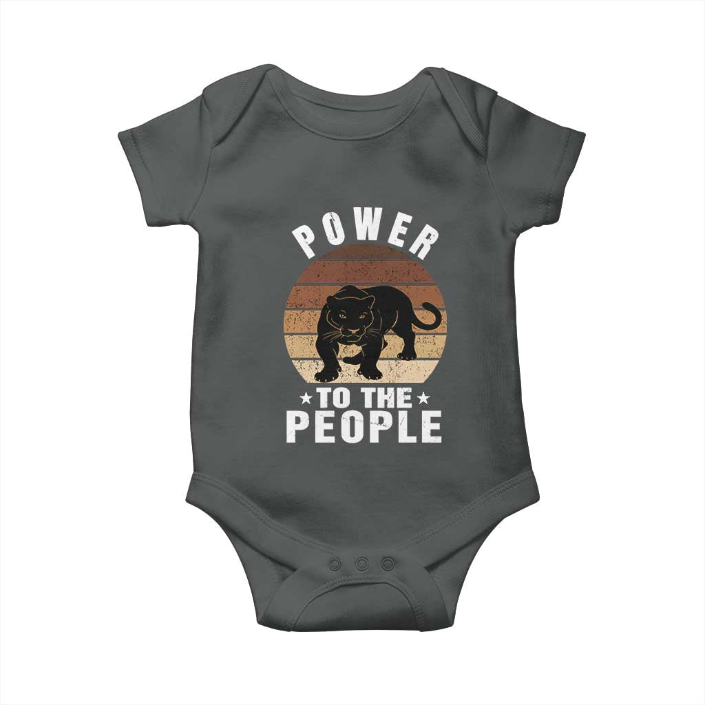 Black Panther Party Baby Onesie Power To The People Black History TS09 Dark Heather Print Your Wear